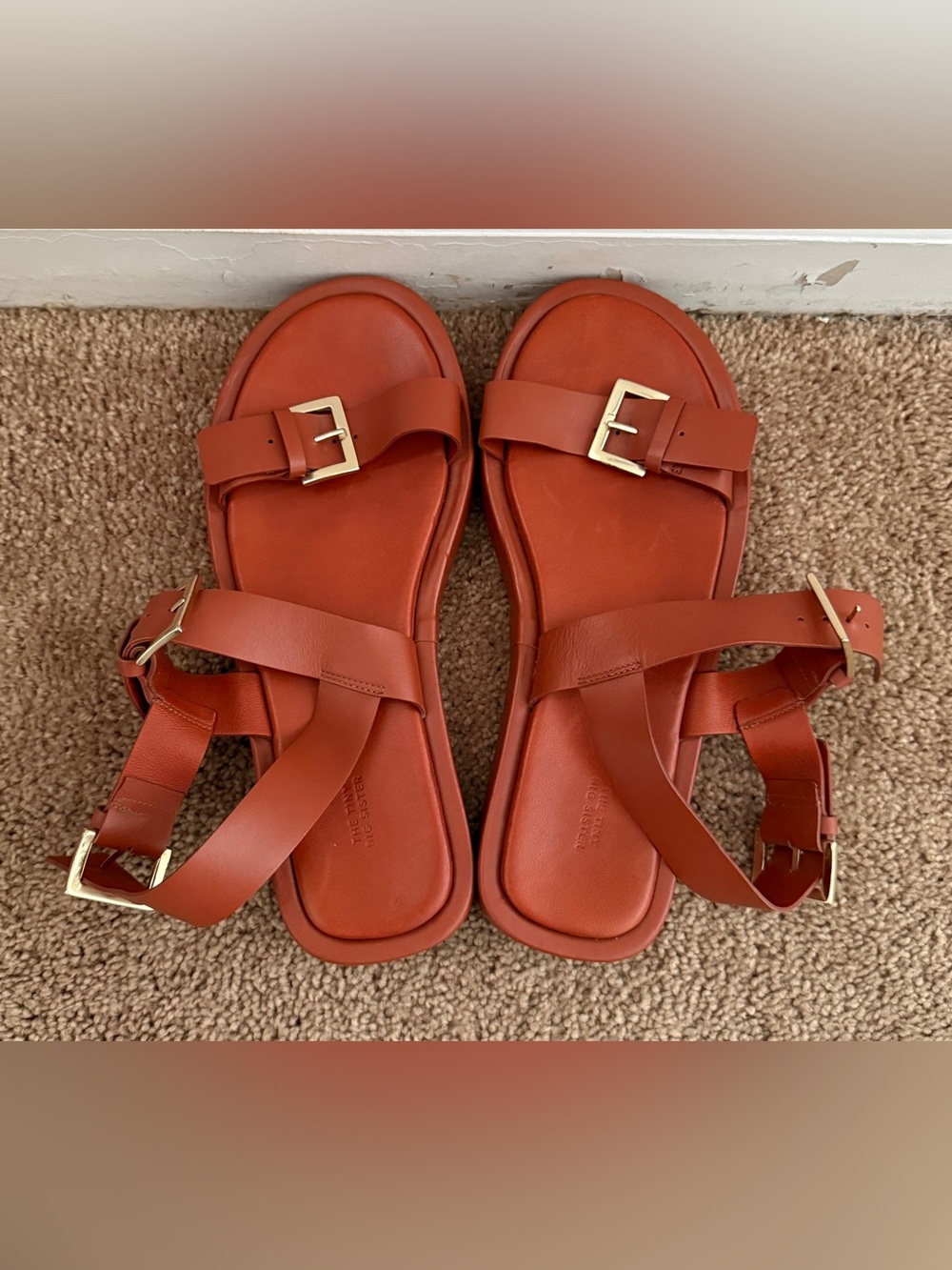 Women's Strappy Buckle Sandals in Rust